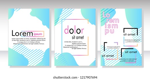 Creative fluid style poster set. dynamic  shapes on light background. ideal for party, banner, cover, print, promotion, greeting, ad, web, page, header, landing, social media. vector illustration