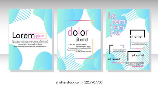 Creative fluid style poster set. dynamic  shapes on light background. ideal for party, banner, cover, print, promotion, greeting, ad, web, page, header, landing, social media. vector illustration