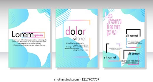 Creative fluid style poster set. dynamic  shapes on light background. ideal for party, banner, cover, print, promotion, greeting, ad, web, page, header, landing, social media. vector illustration