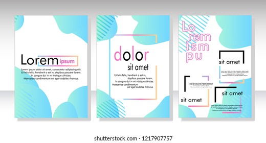 Creative fluid style poster set. dynamic  shapes on light background. ideal for party, banner, cover, print, promotion, greeting, ad, web, page, header, landing, social media. vector illustration