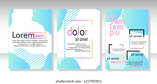 Creative fluid style poster set. dynamic  shapes on light background. ideal for party, banner, cover, print, promotion, greeting, ad, web, page, header, landing, social media. vector illustration