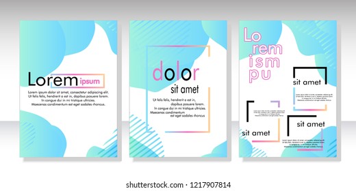 Creative fluid style poster set. dynamic  shapes on light background. ideal for party, banner, cover, print, promotion, greeting, ad, web, page, header, landing, social media. vector illustration