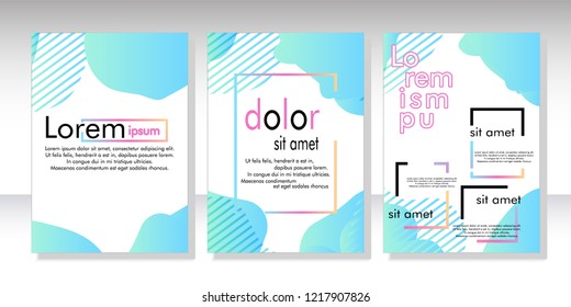 Creative fluid style poster set. dynamic  shapes on light background. ideal for party, banner, cover, print, promotion, greeting, ad, web, page, header, landing, social media. vector illustration