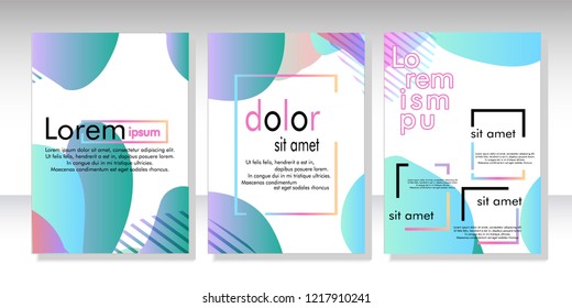 Creative fluid style poster set. dynamic  shapes on light background. ideal for party, banner, cover, print, promotion, greeting, ad, web, page, header, landing, social media. vector illustration
