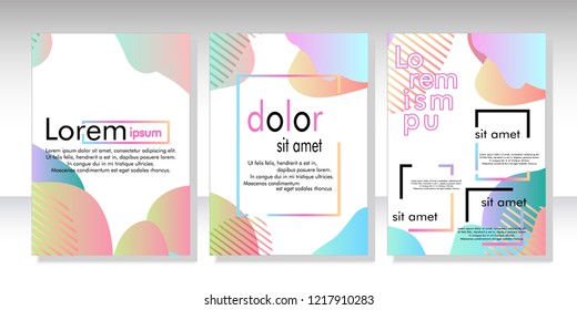 Creative fluid style poster set. dynamic  shapes on light background. ideal for party, banner, cover, print, promotion, greeting, ad, web, page, header, landing, social media. vector illustration