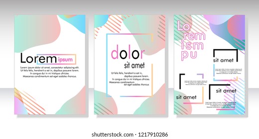 Creative fluid style poster set. dynamic  shapes on light background. ideal for party, banner, cover, print, promotion, greeting, ad, web, page, header, landing, social media. vector illustration