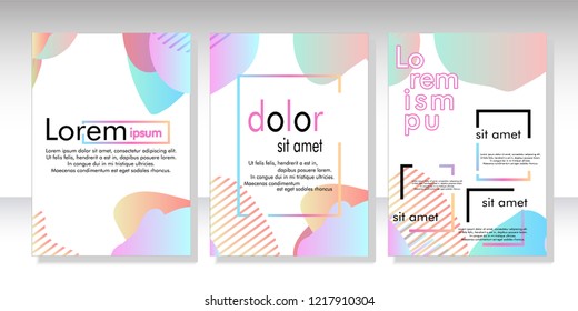 Creative fluid style poster set. dynamic  shapes on light background. ideal for party, banner, cover, print, promotion, greeting, ad, web, page, header, landing, social media. vector illustration