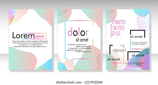 Creative fluid style poster set. dynamic  shapes on light background. ideal for party, banner, cover, print, promotion, greeting, ad, web, page, header, landing, social media. vector illustration
