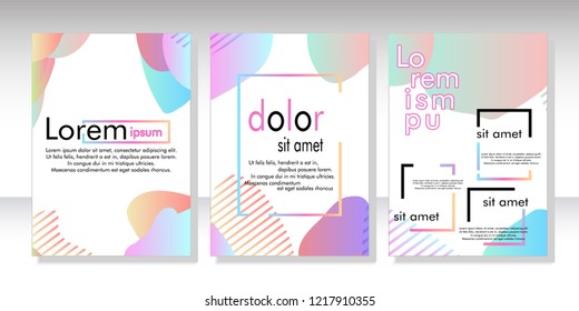 Creative fluid style poster set. dynamic  shapes on light background. ideal for party, banner, cover, print, promotion, greeting, ad, web, page, header, landing, social media. vector illustration