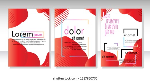Creative fluid style poster set. dynamic  shapes on light background. ideal for party, banner, cover, print, promotion, greeting, ad, web, page, header, landing, social media. vector illustration