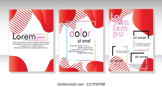Creative fluid style poster set. dynamic  shapes on light background. ideal for party, banner, cover, print, promotion, greeting, ad, web, page, header, landing, social media. vector illustration