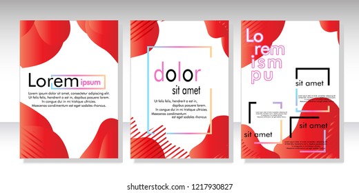 Creative fluid style poster set. dynamic  shapes on light background. ideal for party, banner, cover, print, promotion, greeting, ad, web, page, header, landing, social media. vector illustration