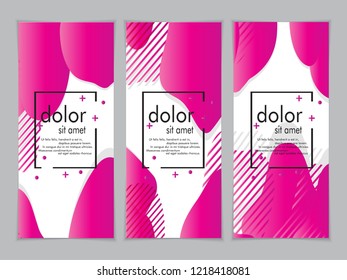 Creative fluid style poster set. dynamic  shapes on light background. ideal for party, banner, cover, print, promotion, greeting, ad, web, page, header, landing, social media. vector illustration