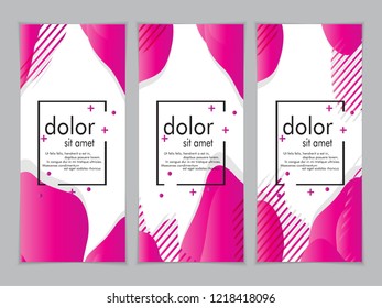 Creative fluid style poster set. dynamic  shapes on light background. ideal for party, banner, cover, print, promotion, greeting, ad, web, page, header, landing, social media. vector illustration