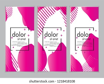 Creative fluid style poster set. dynamic  shapes on light background. ideal for party, banner, cover, print, promotion, greeting, ad, web, page, header, landing, social media. vector illustration