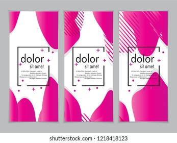 Creative fluid style poster set. dynamic  shapes on light background. ideal for party, banner, cover, print, promotion, greeting, ad, web, page, header, landing, social media. vector illustration