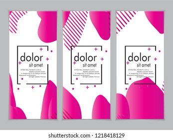 Creative fluid style poster set. dynamic  shapes on light background. ideal for party, banner, cover, print, promotion, greeting, ad, web, page, header, landing, social media. vector illustration