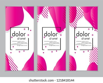Creative fluid style poster set. dynamic  shapes on light background. ideal for party, banner, cover, print, promotion, greeting, ad, web, page, header, landing, social media. vector illustration