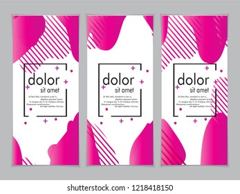 Creative fluid style poster set. dynamic  shapes on light background. ideal for party, banner, cover, print, promotion, greeting, ad, web, page, header, landing, social media. vector illustration