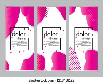 Creative fluid style poster set. dynamic  shapes on light background. ideal for party, banner, cover, print, promotion, greeting, ad, web, page, header, landing, social media. vector illustration