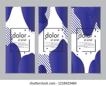 Creative fluid style poster set. dynamic  shapes on light background. ideal for party, banner, cover, print, promotion, greeting, ad, web, page, header, landing, social media. vector illustration
