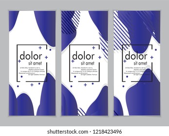 Creative fluid style poster set. dynamic  shapes on light background. ideal for party, banner, cover, print, promotion, greeting, ad, web, page, header, landing, social media. vector illustration