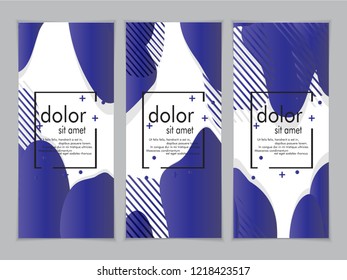 Creative fluid style poster set. dynamic  shapes on light background. ideal for party, banner, cover, print, promotion, greeting, ad, web, page, header, landing, social media. vector illustration