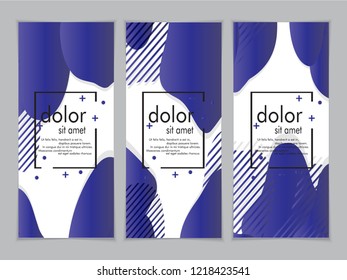 Creative fluid style poster set. dynamic  shapes on light background. ideal for party, banner, cover, print, promotion, greeting, ad, web, page, header, landing, social media. vector illustration
