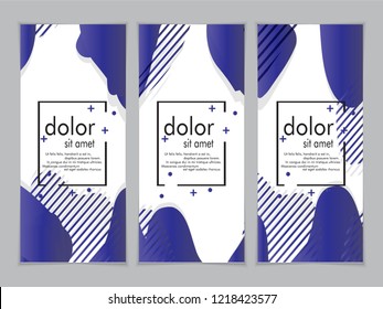 Creative fluid style poster set. dynamic  shapes on light background. ideal for party, banner, cover, print, promotion, greeting, ad, web, page, header, landing, social media. vector illustration