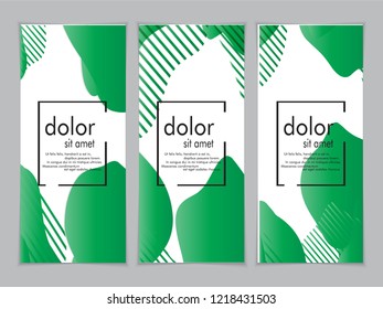 Creative fluid style poster set. dynamic  shapes on light background. ideal for party, banner, cover, print, promotion, greeting, ad, web, page, header, landing, social media. vector illustration