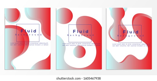 Creative fluid style poster set. dynamic 3D shapes on light yellow background. ideal for party, banner, cover, print, promotion, sale, greeting, ad, web, page, header, landing, social media.