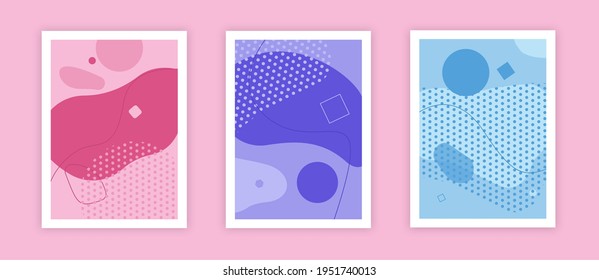 Juego de afiches de estilo fluido creativo. formas dinámicas sobre fondo amarillo claro. ideal para fiesta, banner, portada, impresión, promoción, venta, saludo, anuncio, web, página, encabezado, aterrizaje, medios sociales