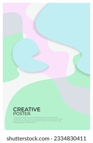 Juego de afiches de estilo fluido creativo. Formas 3D Dinámicas En Fondo Claro.