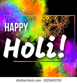 Creative Flyer, Banner or Pamphlet design for Indian Festival of Colours,  Congratulations on spray paints. Happy Holi celebration. - stock vector