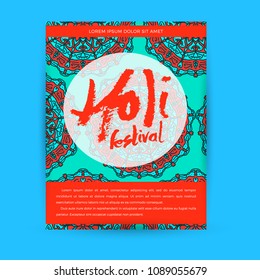 Creative Flyer, Banner or Pamphlet design for Indian Festival of Colours, Happy Holi celebration.