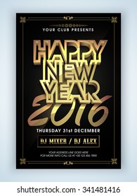 Creative Flyer, Banner or Pamphlet design with stylish shiny text Happy New Year 2016. 