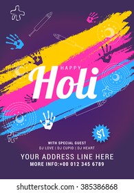 Creative Flyer, Banner or Pamphlet design for Indian Festival of Colors, Happy Holi celebration.