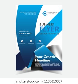 Creative flyer or brochure template, with amazing blue ribbon