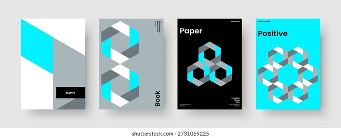 Design de panfletos criativos. Folheto geométrico. Modelo de capa de livro isolado. Relatório. Cartaz. Apresentação Comercial. Fundo. Estandarte. Caderno. Identidade da marca. Panfleto. Publicidade. Folheto