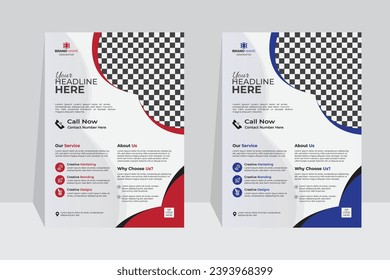 Creative flyer design pamphlet brochure cover design layout space for photo background, vector template in A4 size