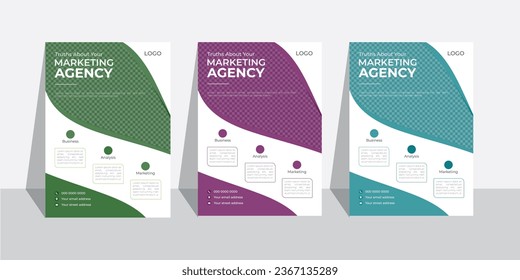 Plantilla de diseño de volante creativo con diseño vectorial de 3 colores