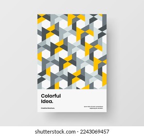 Ilustración vectorial de diseño de volante creativo. Diseño único de presentación de hexágonos de mosaico.