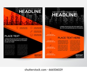 Creative flyer, poster, banner, pamphlet abstract design layout for business with black and orange grid mosaic background. Vector graphic template in A4 size.