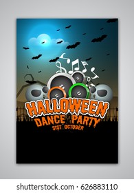 Creative Flyer, Template, Banner or Invitation for Halloween Dance Party celebration.