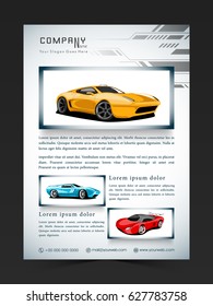 Creative Flyer, Template design with illustration of stylish cars for Business concept.
