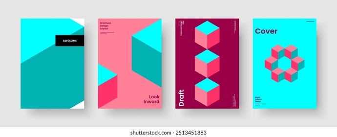 Modelo de Panfleto Criativo. Layout Geométrico Da Apresentação Comercial. Design de banner abstrato. Relatório. Histórico. Cartaz. Capa de Livro. Brochura. Publicidade. Folheto informativo. Catálogo. Notebook. Conhecimento manual. Diário