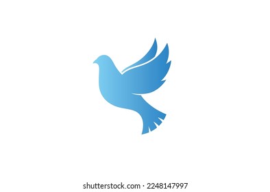 Creative Flying Blue Pigeon Dove Bird Vector Logo Design Symbol Icon Illustration