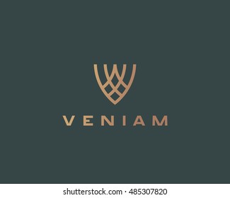 Creative Flying Shield Vector Logo Symbol. Luxury Abstract Letter V Premium Victory Logotype. 