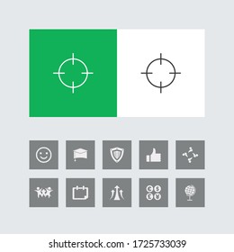Enfoque creativo o Icono de línea de destino con iconos bonitos. 