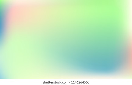 Creative foil hologram background. Vibrant cosmic vector. Abstract iridescent fluid  motion texture. Holographic foil backdrop. Gradient mesh. White Blue Green.